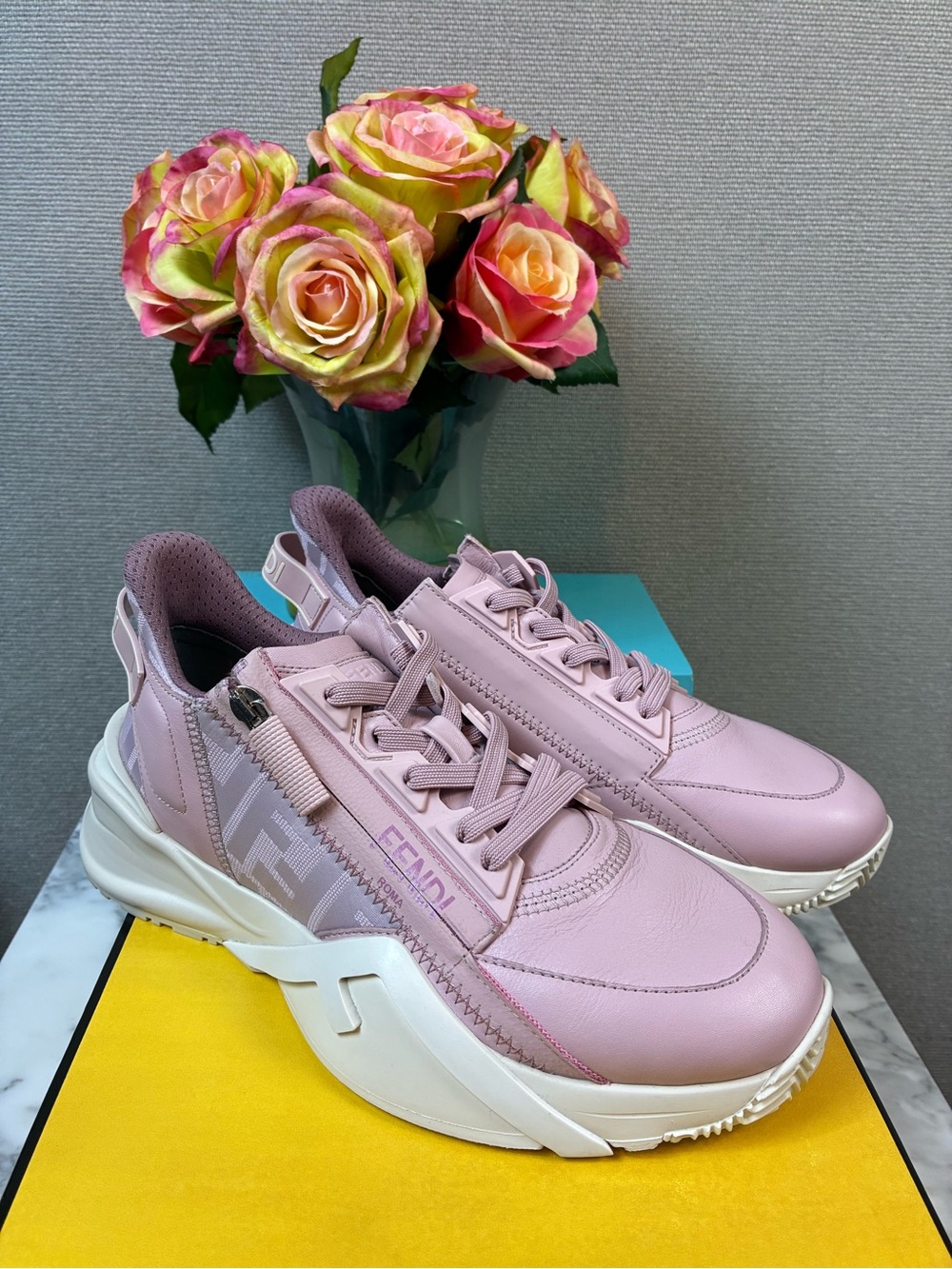 Fendi FF Flow Pink Zip Women’s Sneakers - NIB Retail $995 - EU Size 38 = US 8